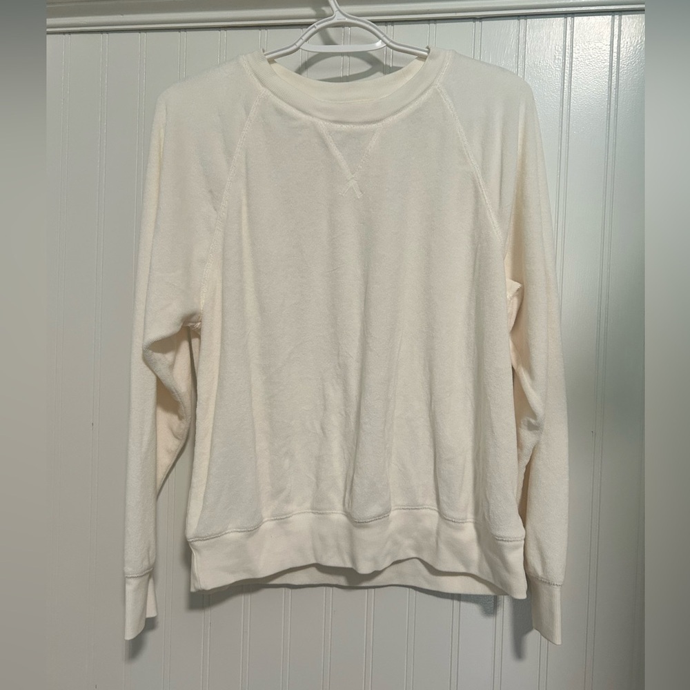 Old Navy Long Sleeve Crewneck Sweatshirt Ivory Women's MED